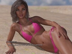 Tridimensionnel, Plage, Britannique, Couple