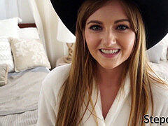 teenage Miley Cole deepthroats and rails her stepdads hard cock