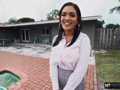 Alina Belle Fucks Tenant in Kitchen - Big Tits Blowjob & Cum Swallow