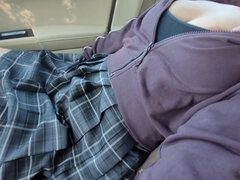18 años, Amateur, Morena, Coche, Despelote, Natural, Tetas naturales, Pov