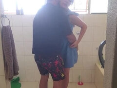 素人, 浴室, カップル, 指いじり, 人妻の, シゴき, オナニー, 熟年