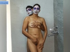 Salle de bains, Bondage domination sadisme masochisme, Couple, Indienne, Mature, Nue  à poil, Petite femme, Chatte