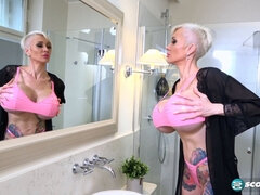 デカパイ, ブロンド, 巨乳な, Hd, 天然, プール, 一人, オッパイの