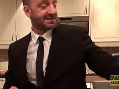 Hardfucked plumper fed with doms big cock and hot cum