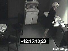 Secret pissing whore screws over her colleague