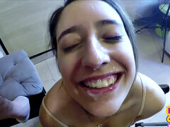 Euro CFNM amateur giving blowjob
