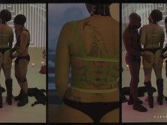 Jasko Fide, Noir So And Bishop Black - 3 Different Angles Of Gangbang Bliss - Slimthick Brunette Feeds Her Wet Pussy With Multipe Cocks