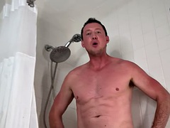 素人, デカチン, ゲイ, 毛深い, オナニー, シャワー, 一人