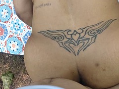 素人, 黒人, フェラチオ, イマラチオ, 異人種間, アウトドア, ゴックンする, オッパイの