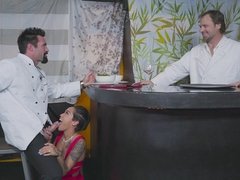 Noire, Sucer une bite, Gorge profonde, Queue, Chatte, Rasée