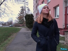 Amateur, Tromperie, Argent, De plein air, Public, Rousse roux, Russe