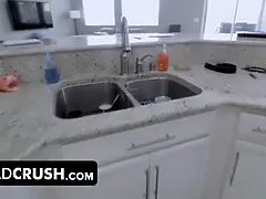 ブロンド, バック, Hd, キッチン, 馬乗り, 叫ぶ, ガリガリ, ティーン