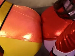 デカパイ, 茶髪の, キス, レズビアン, オーガズム, オージー, オッパイの