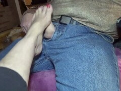 Step aunty gives amazing jerk off instructions & foot worship session - mature granny's homemade high arched feet
