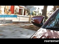 デカ尻, デカパイ, ブロンド, フェラチオ, 捕まる, Hd, ティーン, 三人