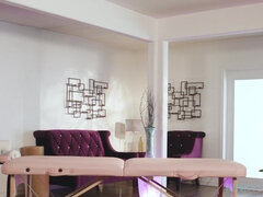 黒人, 茶髪の, バック, 異人種間, マッサージ, オフィス, タトゥー, オッパイの