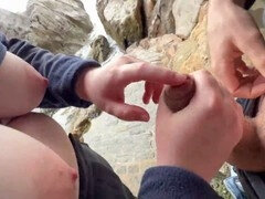 Enthousiasteling, Strand, Grote lul, Sperma shot, Dominante vrouw, Duits, Handbeurt, Moeder