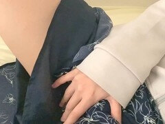 Frau, Japanische massage, Masturbation, Orgasmus, Muschi, Rock, Solo