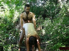 Muddy, Hairy MILF Gets Pounding in Woods and Meadow, Begs “Fuck Me”