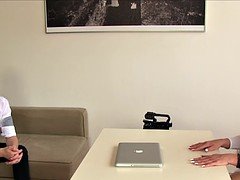 Amateur guy eats cunt to Milf agent in her office