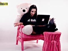 Naughty Brazilian Lesbian Student Monique Bertoline Stuffs Butt Plug Deep, Ram Toys Everywhere and Pounds Hol