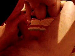 Eye band blinded amateur cutie love to suck and swallow