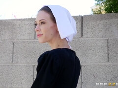 Hitchhiking nun Alexa Nova sucks Keiran's schlong while he drives