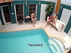 フェラチオ, 茶髪の, カップル, 浮気する, チェコ, お金, ハメ撮り, 妻
