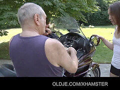 Cute teen rails a 70 years aged fellow