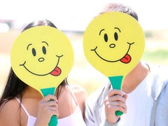 デカ尻, デカチン, デカパイ, 黒人, フェラチオ, 茶髪の, アウトドア, ティーン