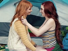 Redhead Cutie pies Finger and Scissor In The Woods