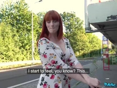 American, Big tits, Hardcore, Money, Outdoor, Public, Redhead, Tits