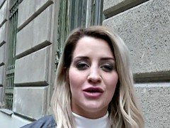 Huge boobs student flashing outdoors in public