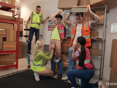 Two nymphomaniac bitches getting fucked at their workplace