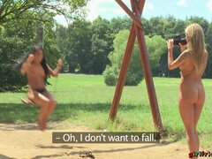 Exhibitionist Lesbians Outdoor Amateur Sex - blonde Angel Piaff naked in the public park