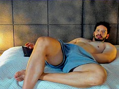 Big guys touch cock in bed and get so horny that colombian boy cant stop stroking