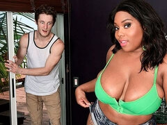 ぽっちゃり, デカパイ, 黒人, 指いじり, 手コキする, 異人種間, 淫乱熟女, 剃毛