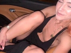 Hot redhead gets pounded in the Ferrari by hairy man Teddy Tarantino