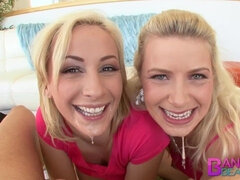 Grosser schwanz, Blondine, Blasen, Spermaladung, Hardcore, Hd, Ablutschen, Flotter dreier