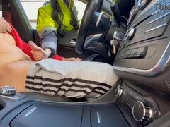 Auto, Gevangen, Lul, Vrouw, Flashing, Aftrekken, Openbaar, Verassing