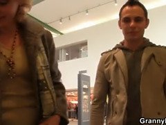 Young guy picks up old blonde and fucks her pussy hard