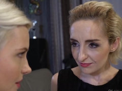 Two gorgeous blondes are having a sensual lesbian scene