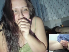 Insane Wifey Eyeing Random Boy Jerking While Her Hubby Rest Next to Her