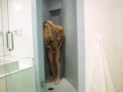Rubia, Masturbación, Coño, Afeitado, Solo, Mojado