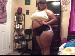 bbw ginormous belly - outgrown clothes 1/2