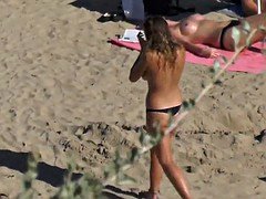 Nana, Plage, Bikini, Douche, Nénés, Voyeur