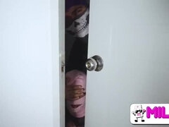 Stepmom with Huge Tits Gets Fucked by Three Thugs in Front of Her Stepson