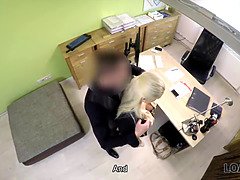 美人, ブロンド, 巨乳な, オナニー, お金, オフィス, オマンコ, ティーン