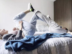 Hot Latina Teens Play Foot Wrestling & Tickling - Lesbian Amateur Fun