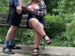 Corridas, Peludo, Pajear, Maduro, Al aire libre, Público, Ruso, Tetas